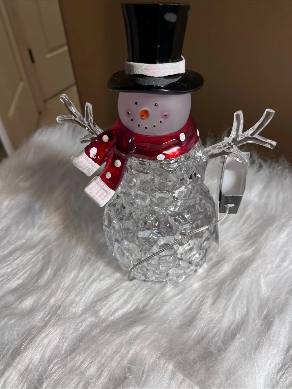 Acrylic Light Up Snowman Holiday Figurine